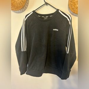 Black Adidas sweatshirt, with stripes down the arm in good condition